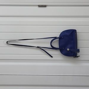 Tinganello Royal Blue Leather Satchel Crossbody Bold Iconic Stipes